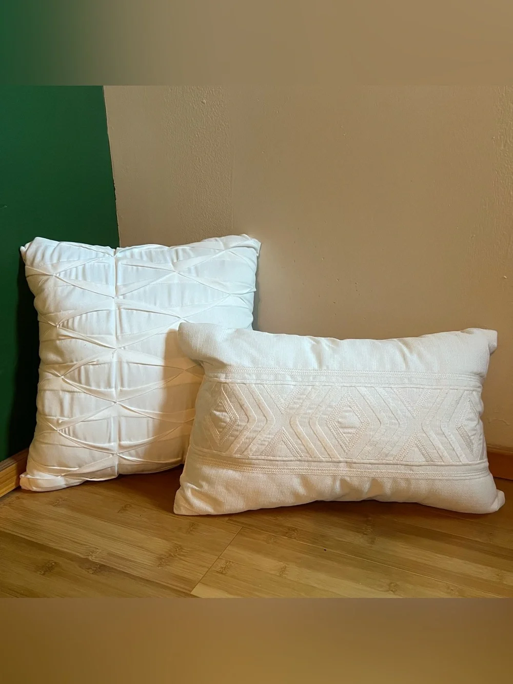 White Decorative Throw Pillow Set - Textured White Accent Pillows